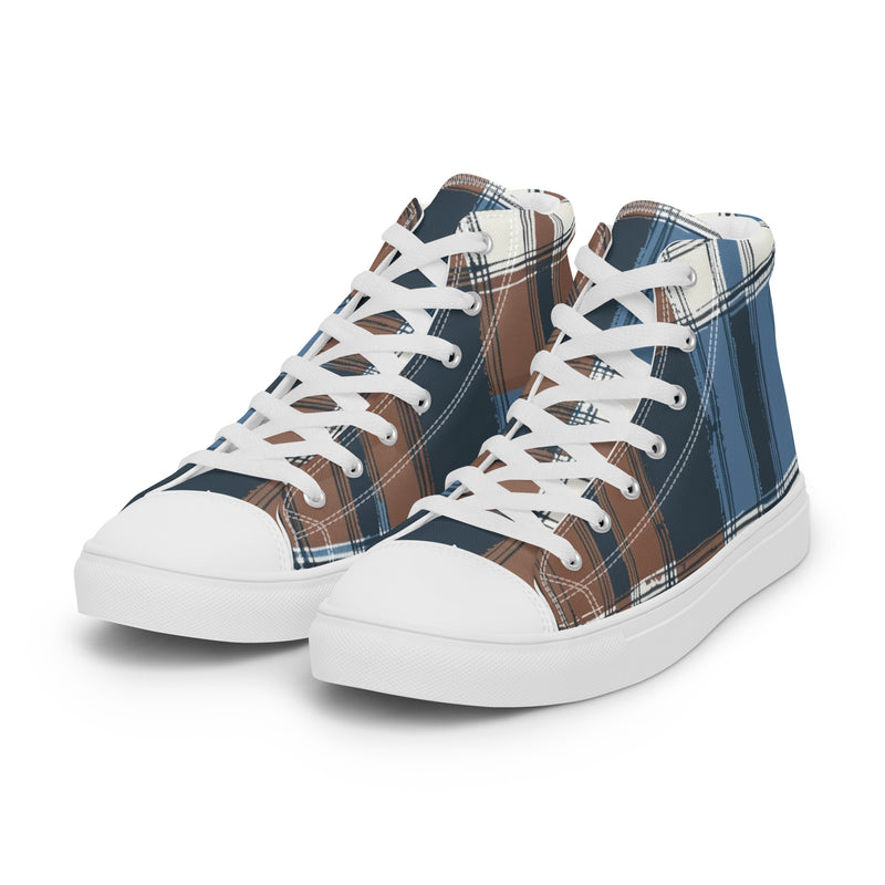 Navy Stripe High Top #232 - Back View | HA!LO Canvas Sneakers