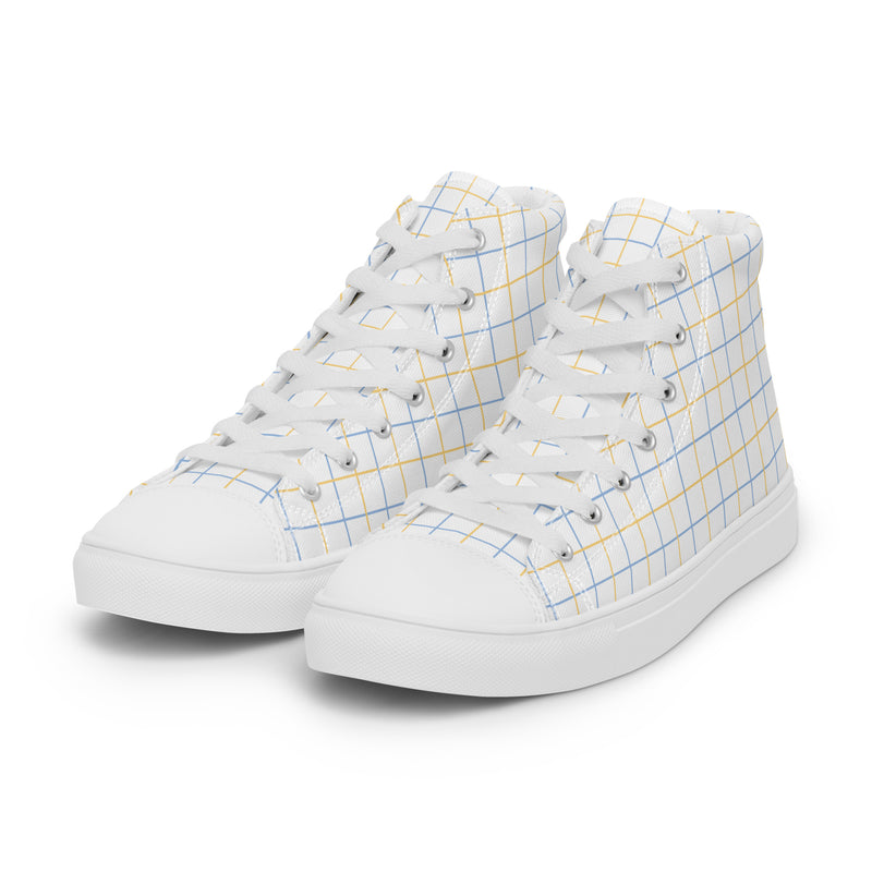 Pastel Plaid High Top #237 - Back View | HA!LO Canvas Sneakers