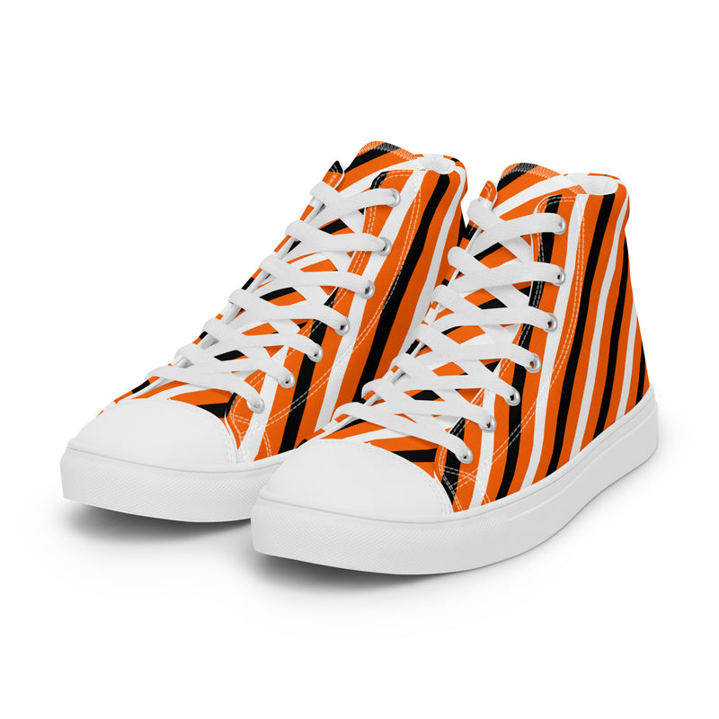 Orange Diagonal High Top #247 - Back View | HA!LO Canvas Sneakers