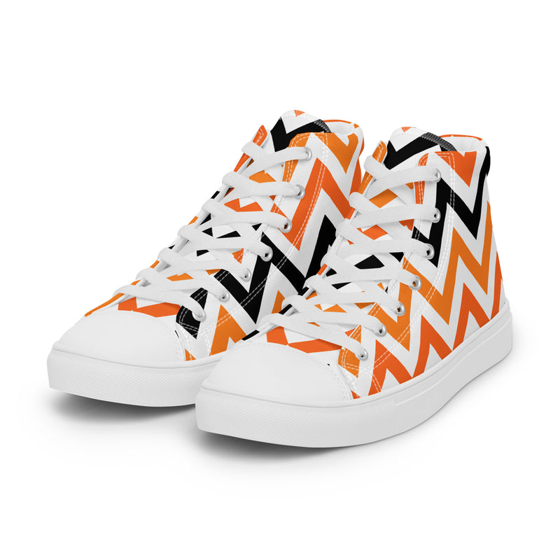 Orange Chevron High Top #252 - Back View | HA!LO Canvas Sneakers