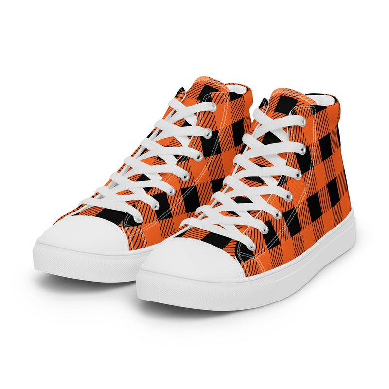 Halloween Plaid High Top #253 - Back View | HA!LO Canvas Sneakers
