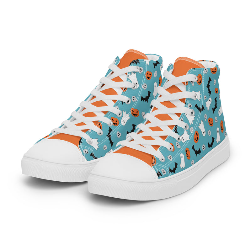 Halloween Blue High Top #267 - Back View | HA!LO Canvas Sneakers