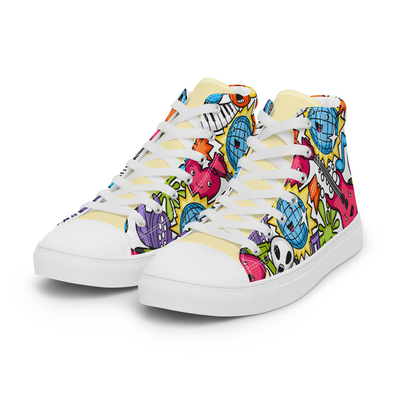 Monster Doodle High Top #275 - Back View | HA!LO Canvas Sneakers