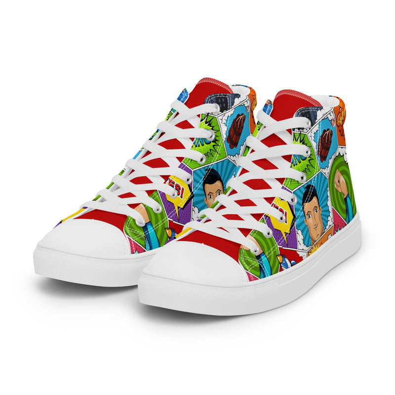 Cartoon Party High Top #276 - Back View | HA!LO Canvas Sneakers