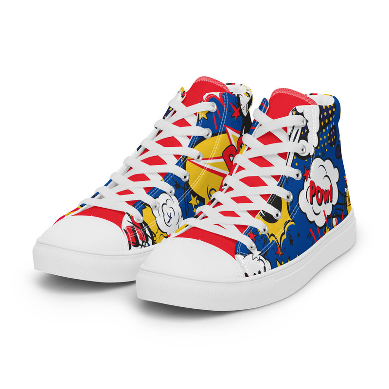 Comic Pow High Top #284 - Back View | HA!LO Canvas Sneakers