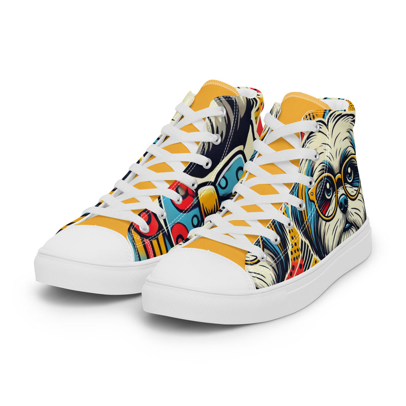Pop Art Pup High Top #295 - Back View | HA!LO Canvas Sneakers