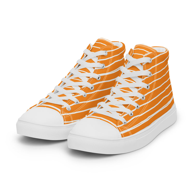 Orange Stripe High Top #312 - Back View | HA!LO Canvas Sneakers