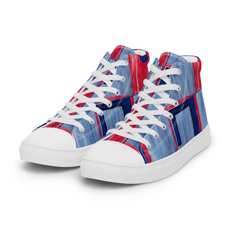 HA!LO Blue Patchwork #359 — Men's Canvas High Top