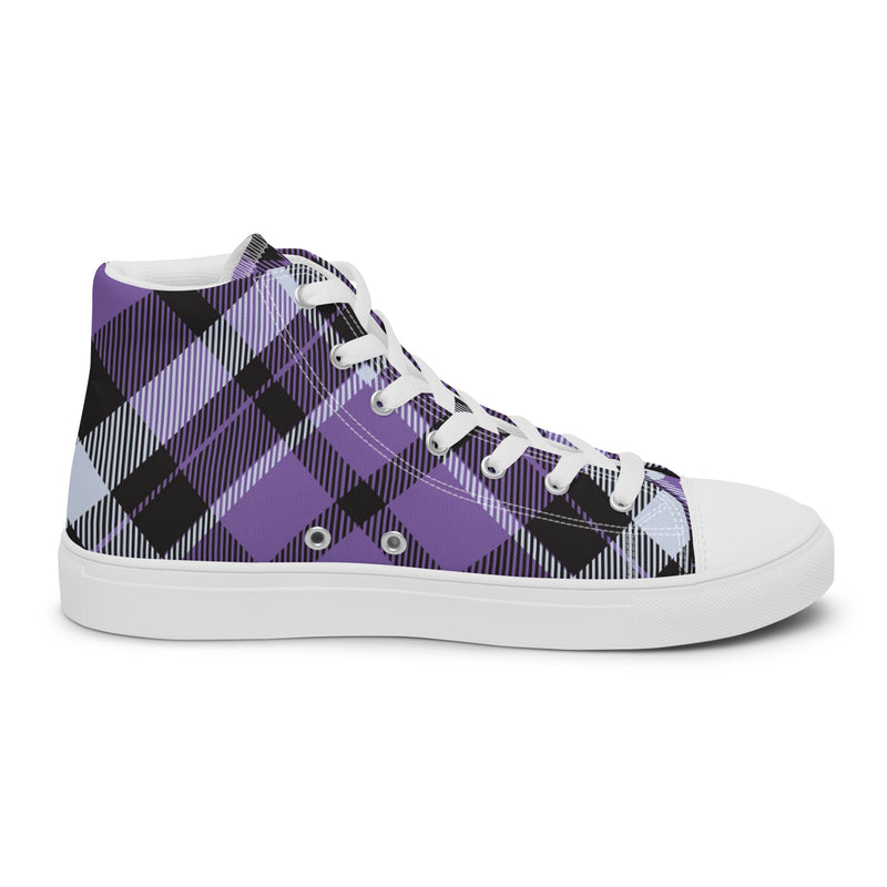 Purple Plaid High Top #41 - Back View | HA!LO Canvas Sneakers