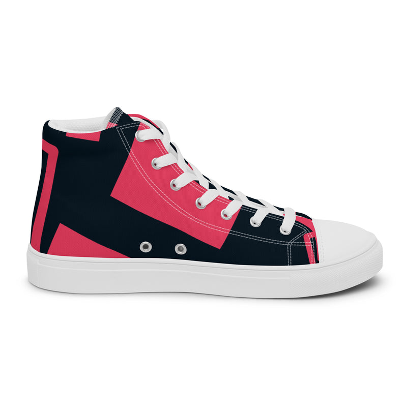 Navy Abstract High Top #88 - Angled View | HA!LO Canvas Sneakers