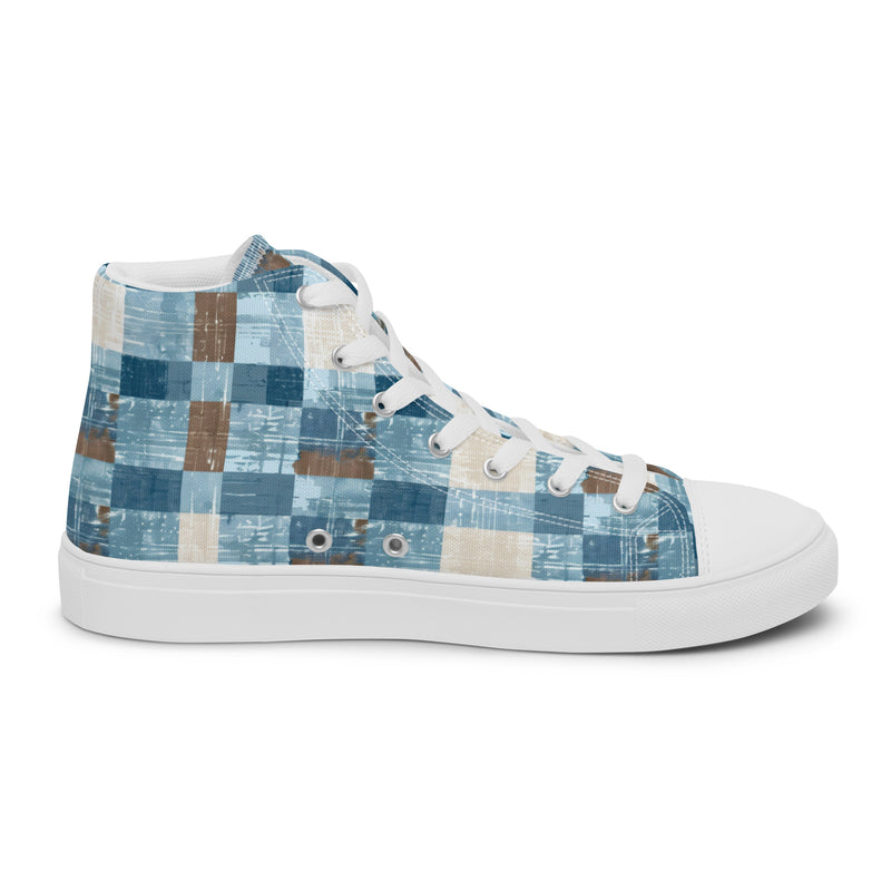 Patchwork Blue High Top #231 - Sole Detail | HA!LO Canvas Sneakers