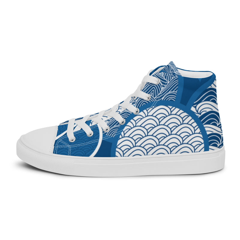 Japanese Wave High Top #2 - Angled View | HA!LO Canvas Sneakers
