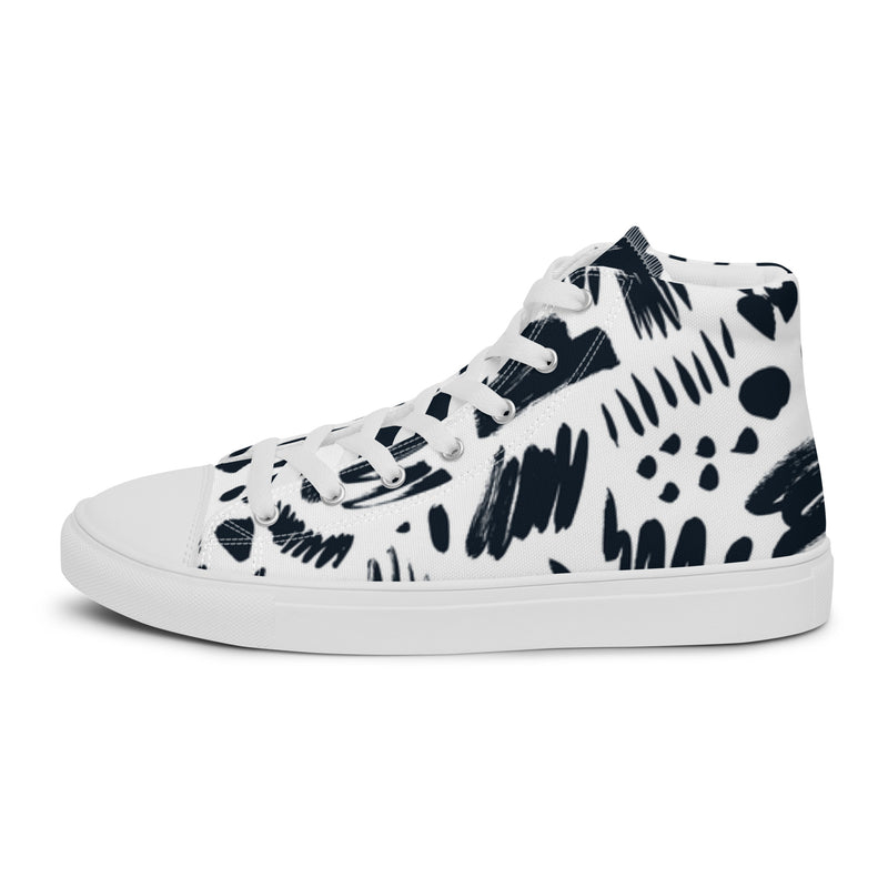 Ink Brush High Top #3 - Angled View | HA!LO Canvas Sneakers