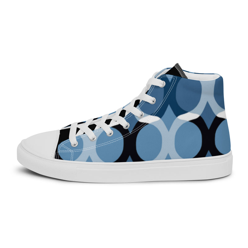 Blue Circle High Top #13 - Angled View | HA!LO Canvas Sneakers