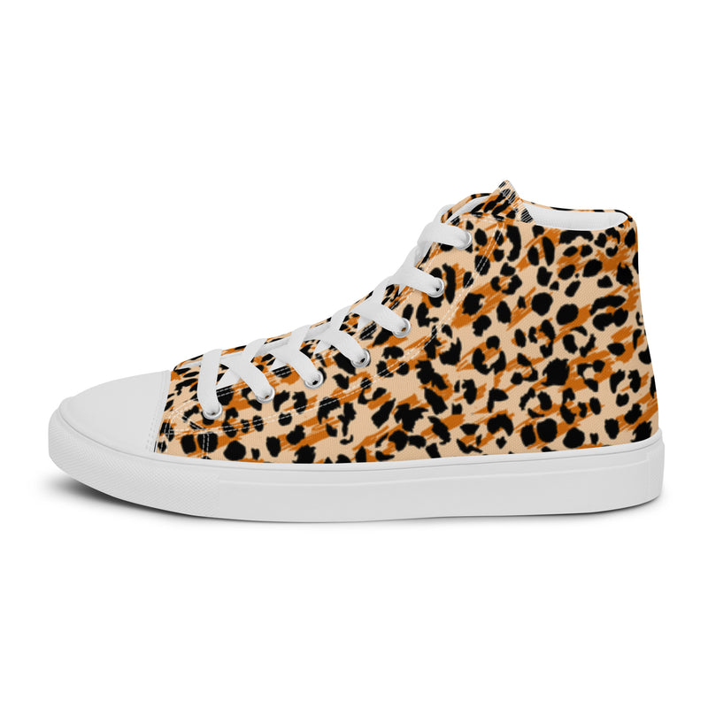 Cheetah Print High Top #15 - Angled View | HA!LO Canvas Sneakers