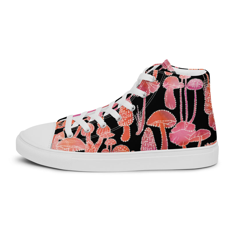 Coral Abstract High Top #17 - Angled View | HA!LO Canvas Sneakers