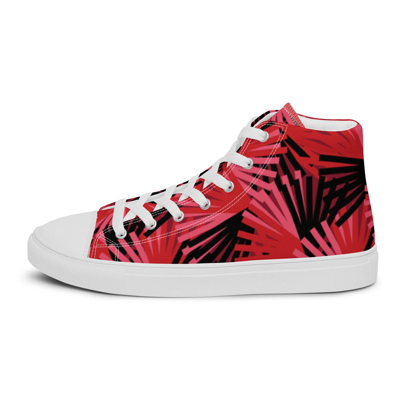 Red Palm High Top #20 - Angled View | HA!LO Canvas Sneakers