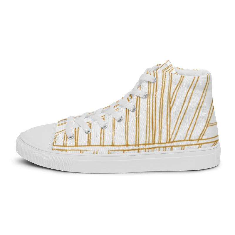 Gold Stripe High Top #30 - Angled View | HA!LO Canvas Sneakers