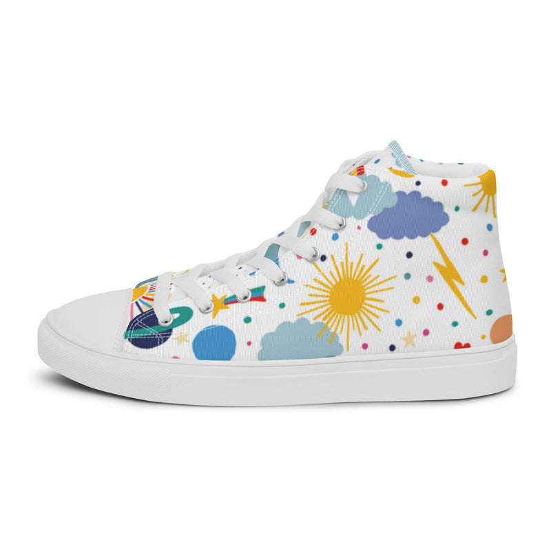 Celestial Mix High Top #34 - Angled View | HA!LO Canvas Sneakers