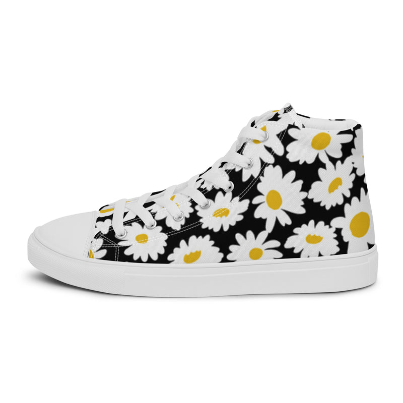 Daisy Noir High Top #36 - Angled View | HA!LO Canvas Sneakers
