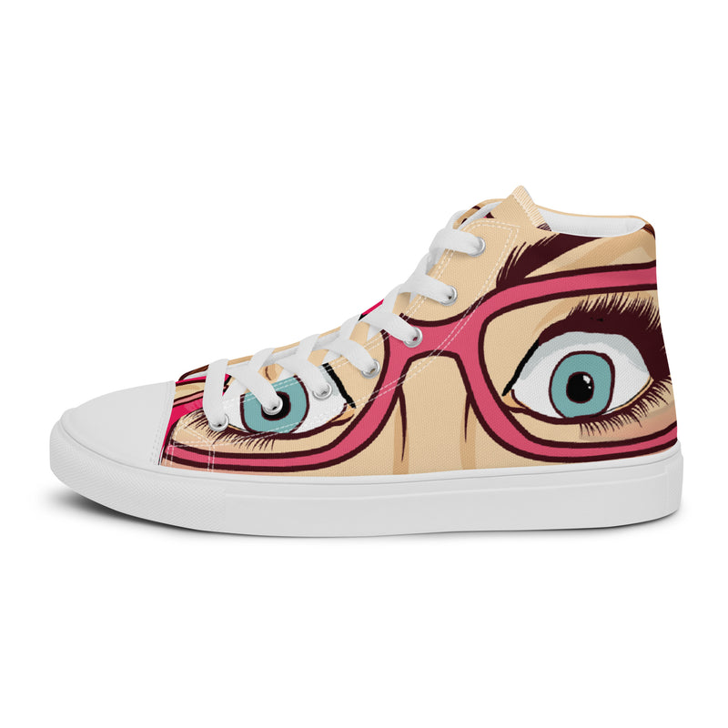 Owl Glasses High Top #46 - Angled View | HA!LO Canvas Sneakers
