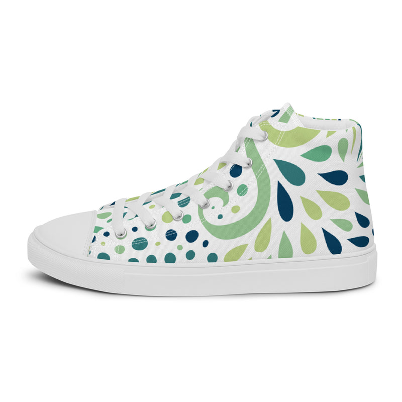 Green Swirl High Top #53 - Angled View | HA!LO Canvas Sneakers