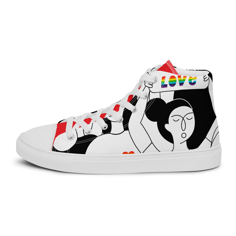 Line Art Face High Top #87 - Angled View | HA!LO Canvas Sneakers