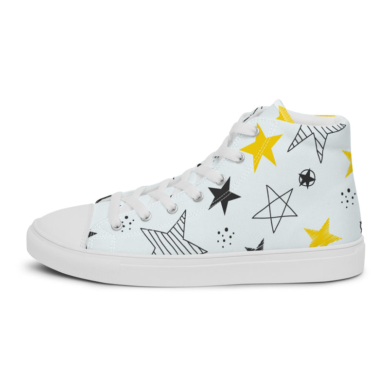 Star Doodle High Top #94 - Angled View | HA!LO Canvas Sneakers