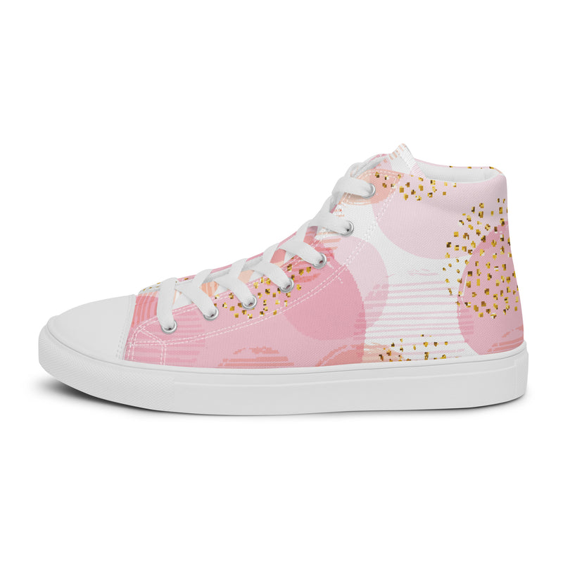 Pink Gold Dot High Top #95 - Angled View | HA!LO Canvas Sneakers