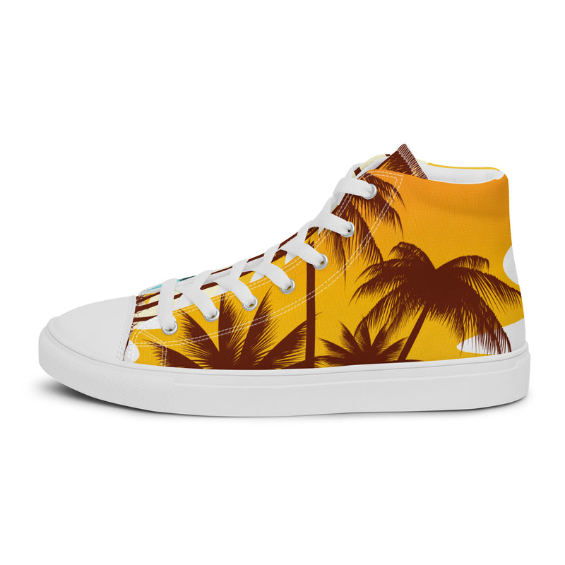 Sunset Palm High Top #97 - Angled View | HA!LO Canvas Sneakers