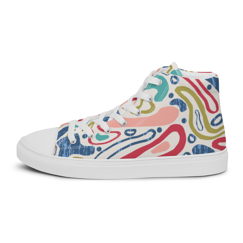 Pastel Abstract High Top #115 - Angled View | HA!LO Canvas Sneakers