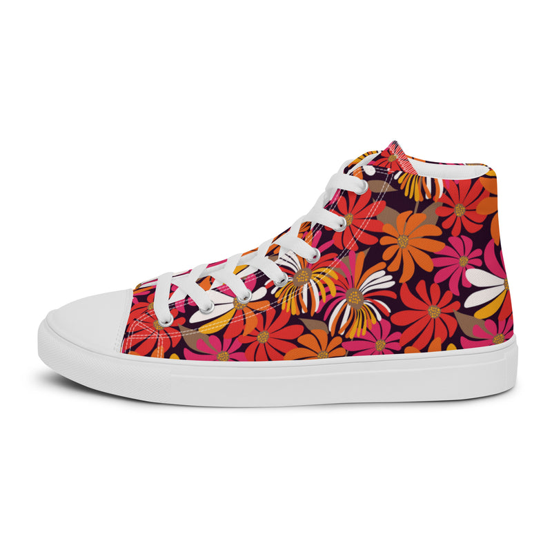 Bold Bloom High Top #121 - Angled View | HA!LO Canvas Sneakers