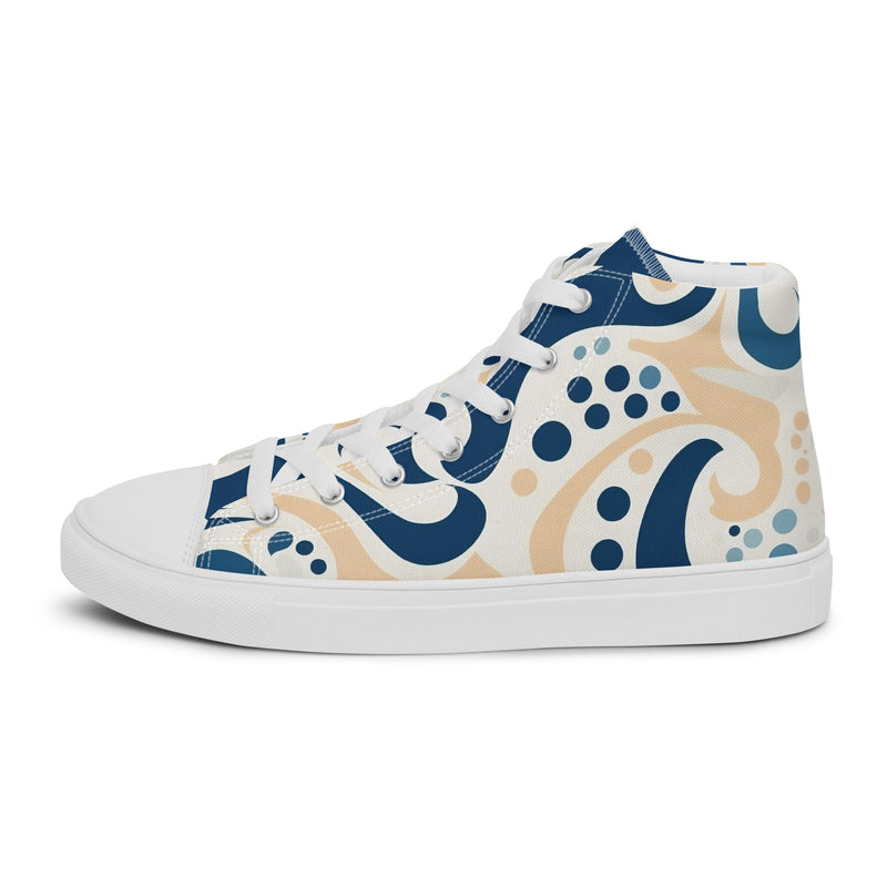 Blue Folk High Top #137 - Angled View | HA!LO Canvas Sneakers