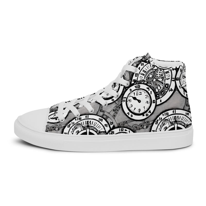 Steampunk Clock High Top #142 - Angled View | HA!LO Canvas Sneakers