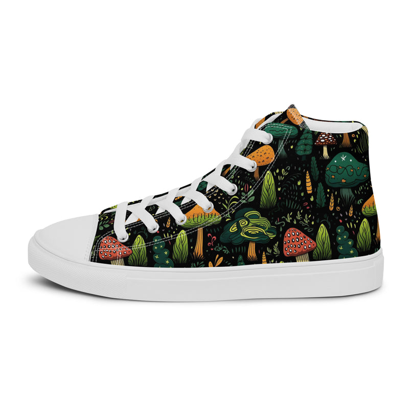Forest Mushroom High Top #143 - Angled View | HA!LO Canvas Sneakers