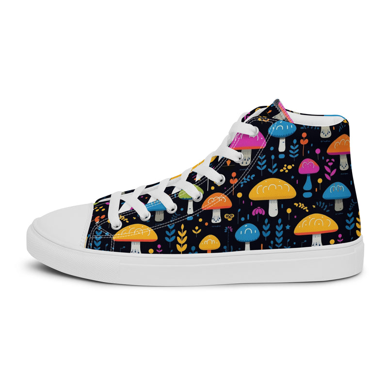 Mushroom Night High Top #146 - Angled View | HA!LO Canvas Sneakers
