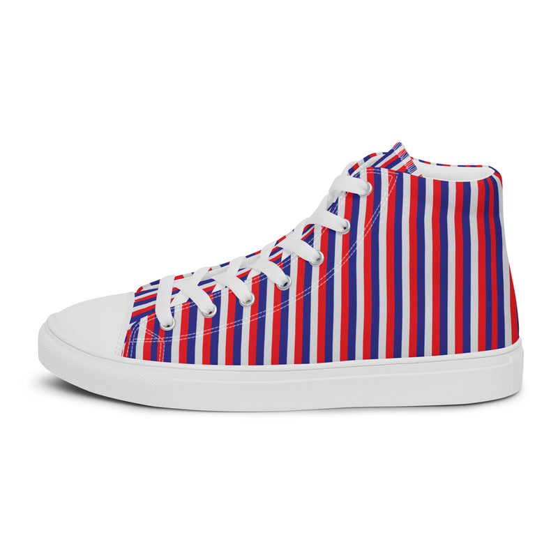 Patriotic Stripe High Top #154 - Angled View | HA!LO Canvas Sneakers