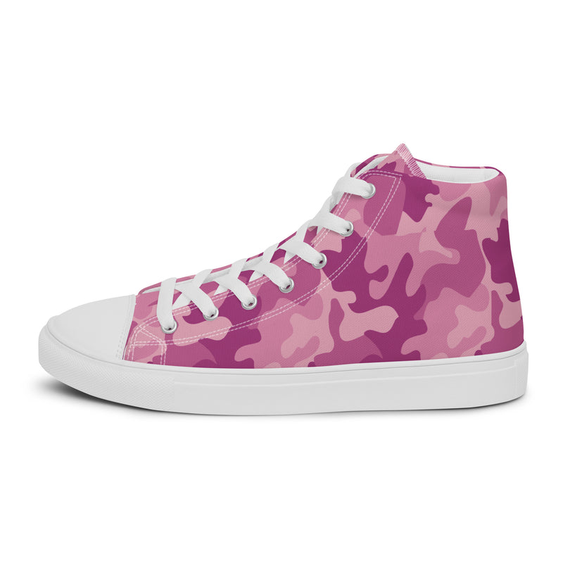 Pink Camo High Top #180 - Angled View | HA!LO Canvas Sneakers