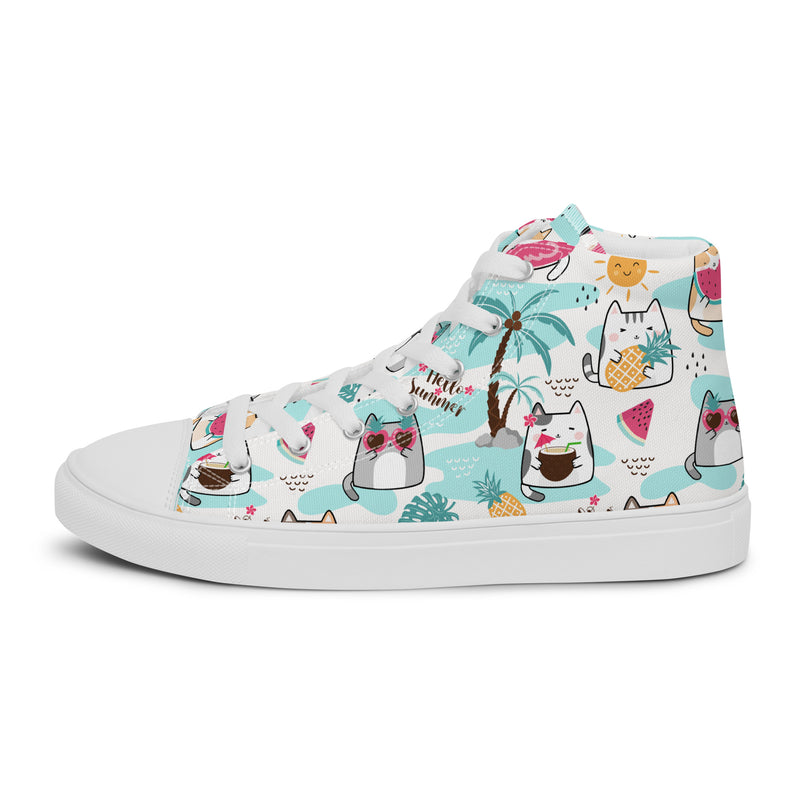 Summer Drinks High Top #186 - Angled View | HA!LO Canvas Sneakers