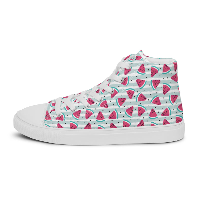 Watermelon Slice High Top #188 - Angled View | HA!LO Canvas Sneakers