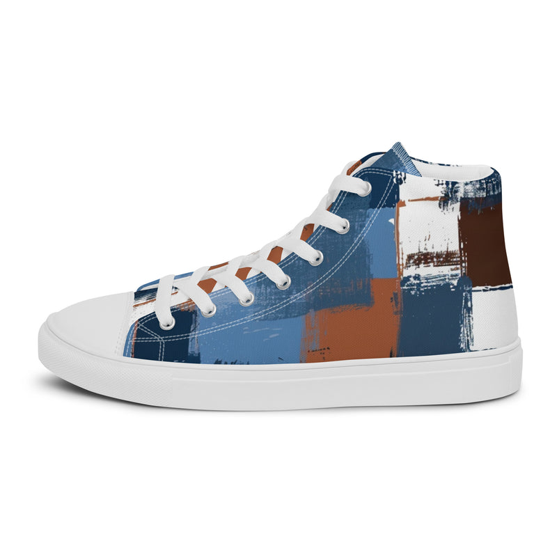Denim Plaid High Top #228 - Angled View | HA!LO Canvas Sneakers