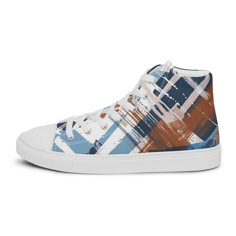 Rustic Plaid High Top #230 - Angled View | HA!LO Canvas Sneakers