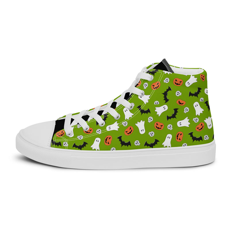 Green Doodle High Top #270 - Angled View | HA!LO Canvas Sneakers