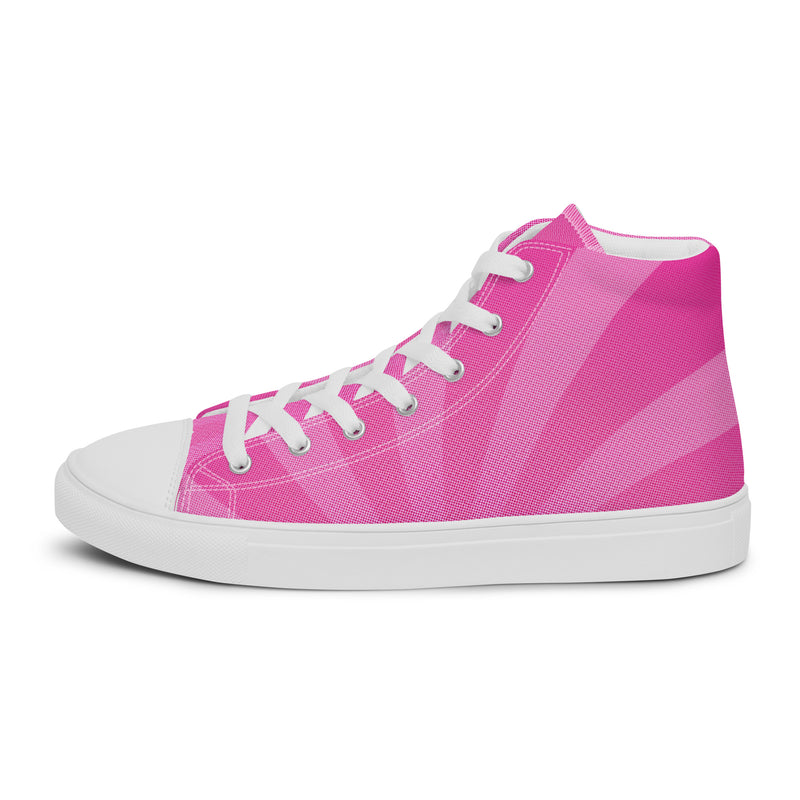 Pink Plaid High Top #274 - Angled View | HA!LO Canvas Sneakers