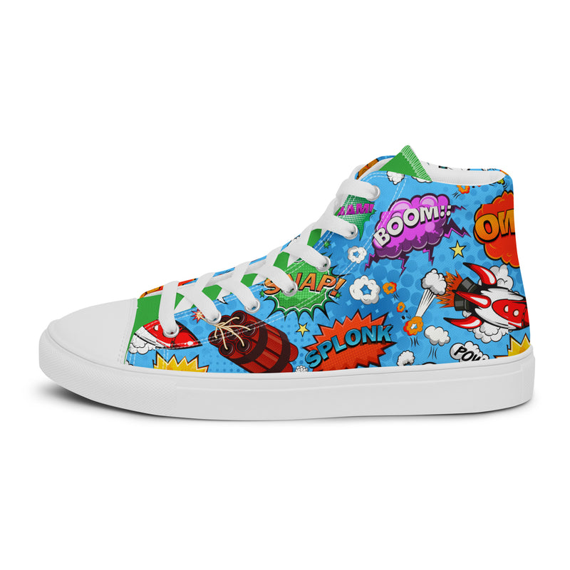 Comic OMG High Top #278 - Angled View | HA!LO Canvas Sneakers