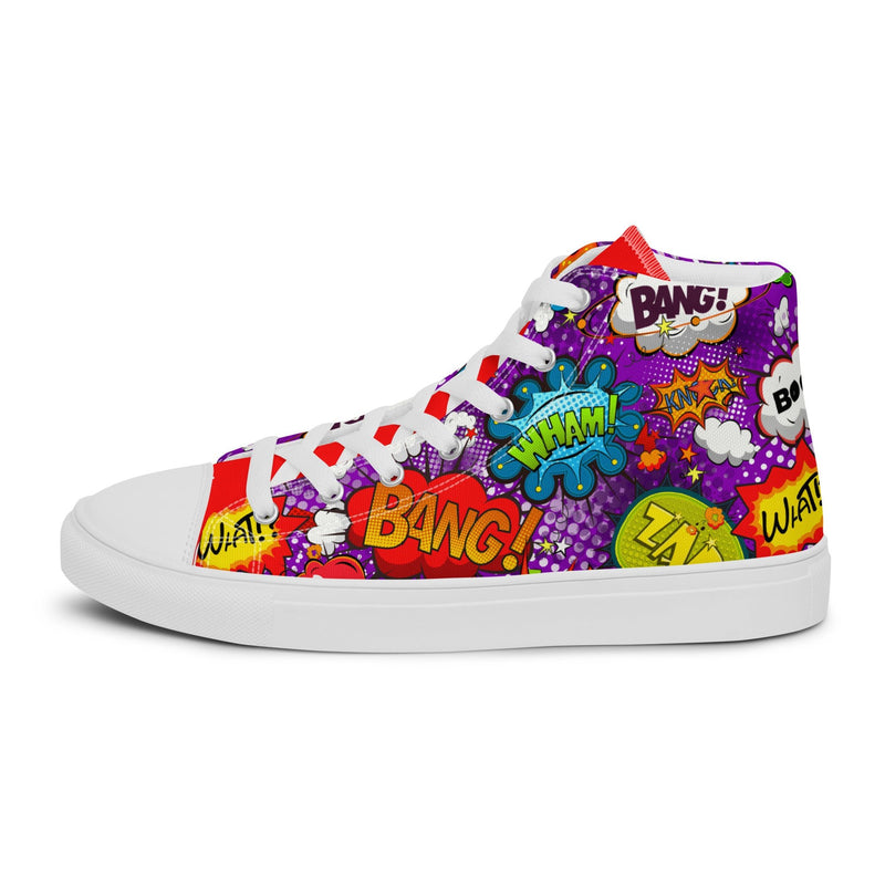 Comic Bang High Top #279 - Angled View | HA!LO Canvas Sneakers