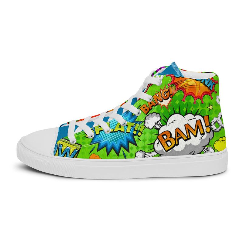 Comic Splat High Top #280 - Angled View | HA!LO Canvas Sneakers