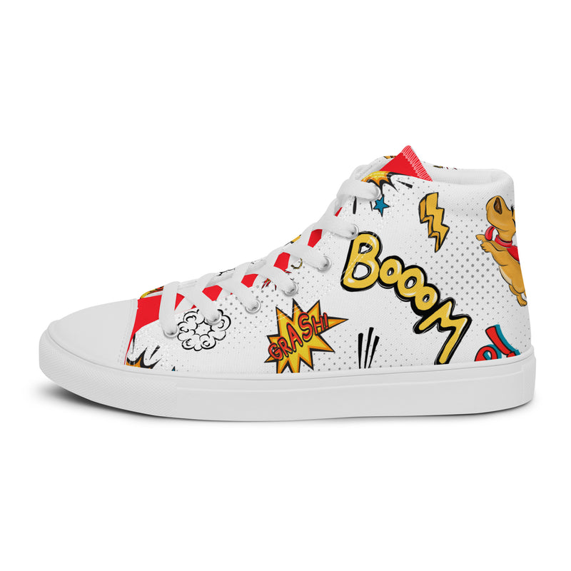 Comic Boom High Top #283 - Angled View | HA!LO Canvas Sneakers