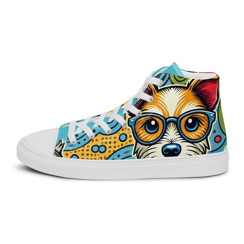 Pop Art Doodle High Top #285 - Angled View | HA!LO Canvas Sneakers