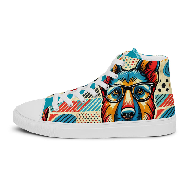 Pop Art Dog High Top #291 - Angled View | HA!LO Canvas Sneakers